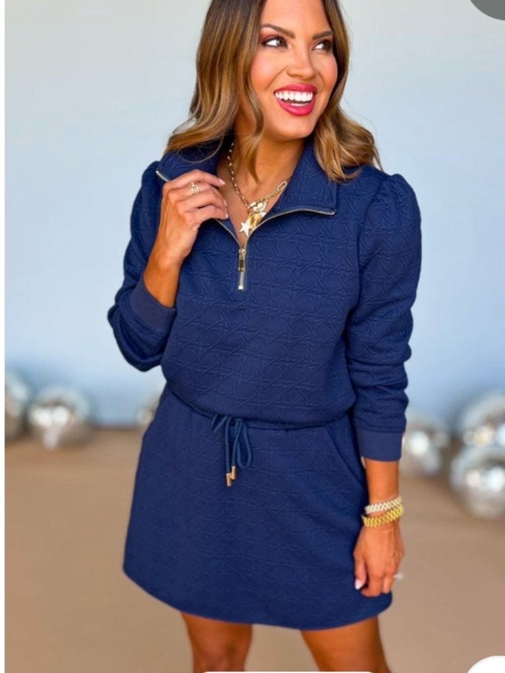 SSYS Elizabeth Long-Sleeve Skort Set in Cane Quilted Navy
